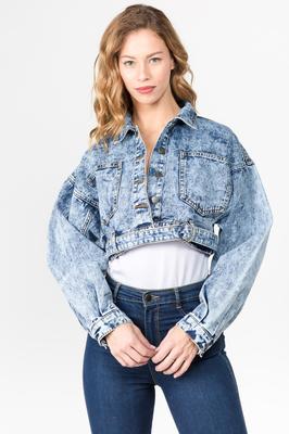 CROPPED DENIM JACKET WITH POCKETS
