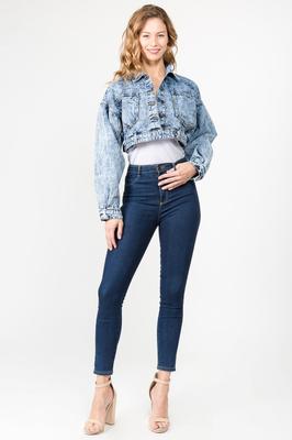 CROPPED DENIM JACKET WITH POCKETS
