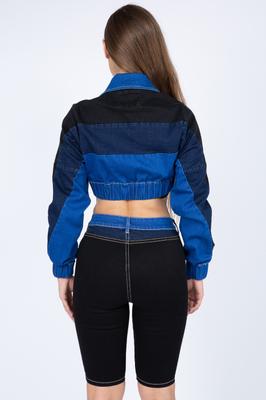 COLOR BLOCK DENIM SHORT SET