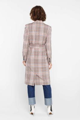 BEIGE PLAID SUIT FABRIC TRENCHCOATn