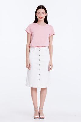 WHITE DENIM SKIRT WITH BUTTONSn