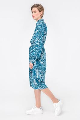 MIDI DRESS WITH TURQUOISE PRINT WITH A WAISTn