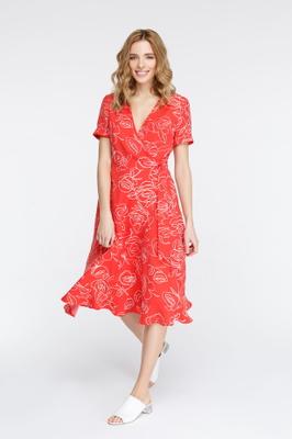 RED DRESS ON THE SMELL WITH RUFFLESn