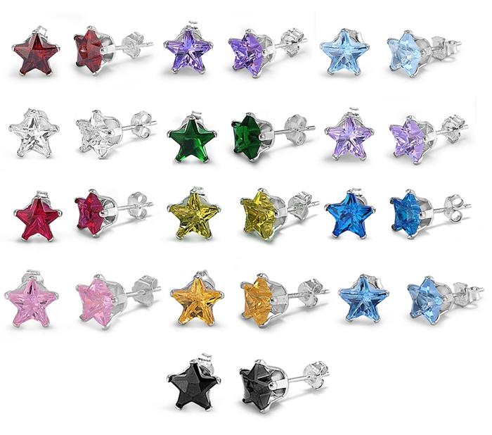 5x5MM Star CZ Stamping Stud Earrings