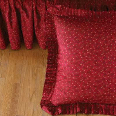 Eurosham & Bedskirt, Rooster Red - Gathered