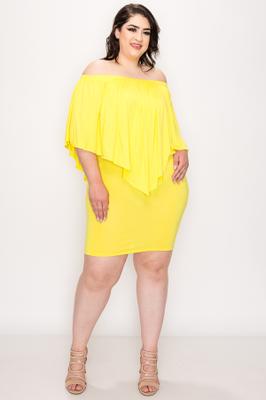 junior off shoulder layer dress