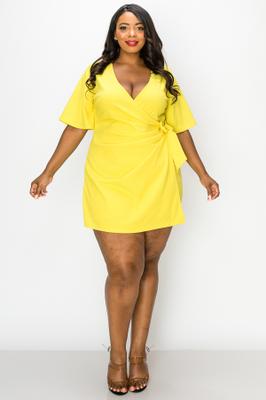 Surplice Bow Wrapped Romper