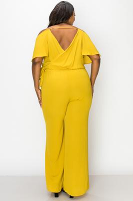 Open Shoulder Surplice Jumpsuit