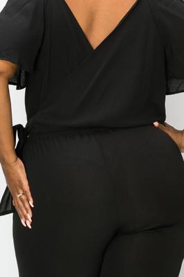 Open Shoulder Surplice Jumpsuit