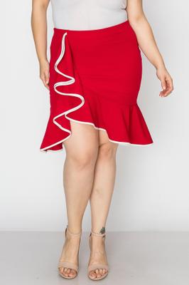 solid binding finish ruffle skirt