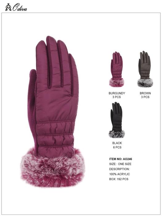 Faux Fur Trimmed Puff Gloves