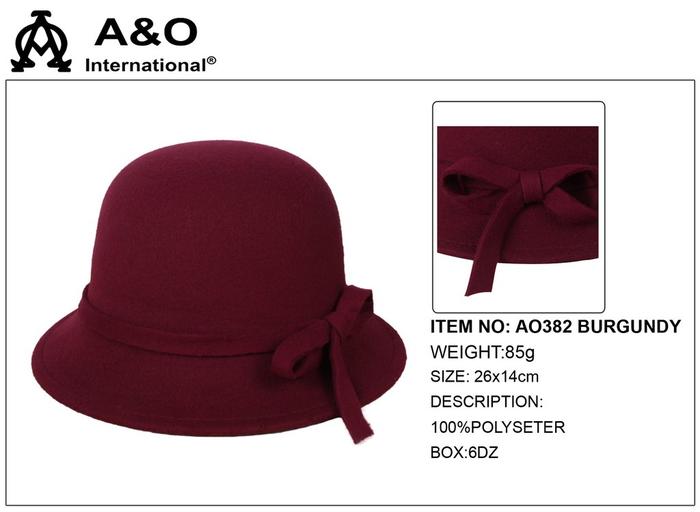 Sueded Bucket Hat Burgundy