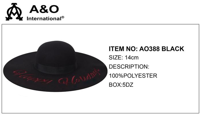 Happy Holidays Sueded Floppy Hat Black
