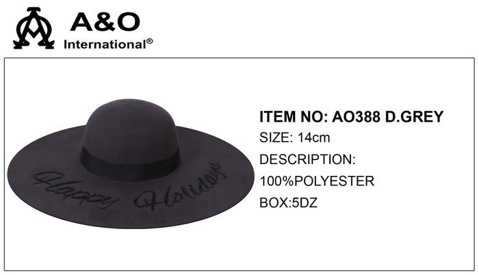 Happy Holidays Sueded Floppy Hat D.Grey