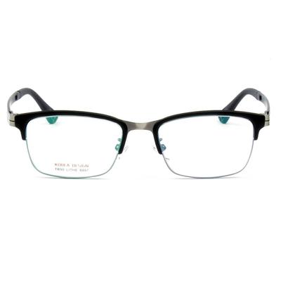 8897 Rectangular Half Frame Horn Rimmed Prescription Glasses