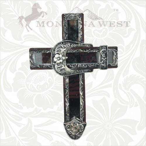 RSD-FB13 Montana West Silver Floral Belt Mirror Cross