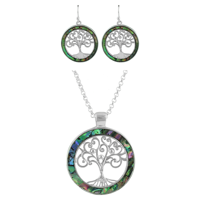 THE TREE OF LIFE CIRCLE NECKLACE SET | IRIDESCENT