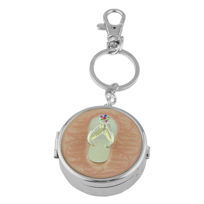 THE CRYSTAL FLIP FLOP PILL BOX KEYCHAIN | LIGHT PINK