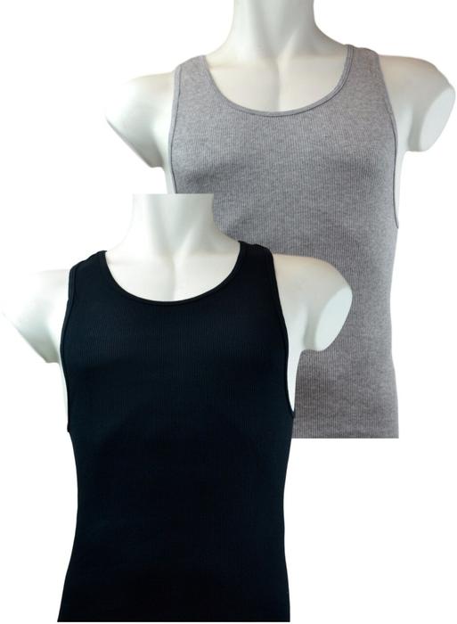 Fruit of the Loom Large Men's A-Shirts - Black/Gray - 1 Dozen - Sox World Inc.