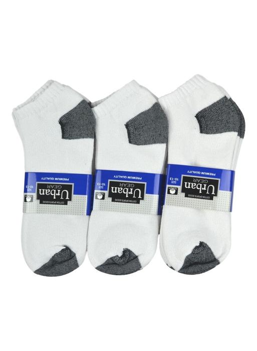 Urban Gear Sports Low Cut Socks - White/Black Heel & Toe- 1 Dozen - Sox World inc.