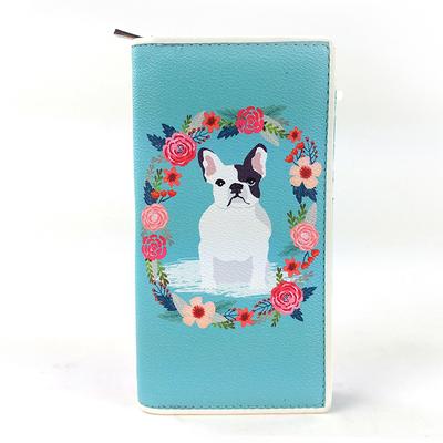 Ashley M - Floral French Bulldog Wallet in Vinyl Material