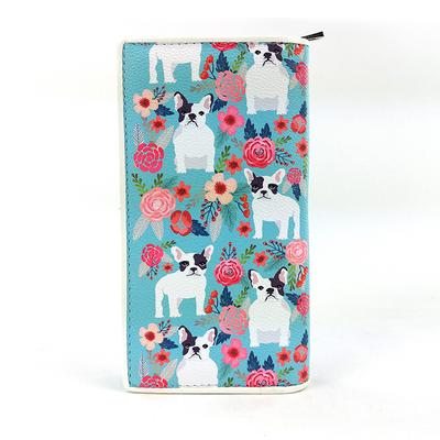 Ashley M - Floral French Bulldog Wallet in Vinyl Material