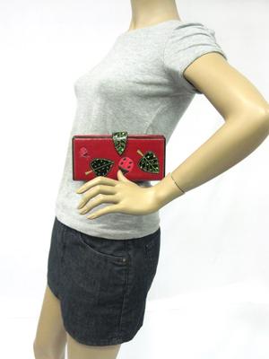 Adorable Lady Bug Nature Design Embroidered Bi Fold Faux Leather Wallet