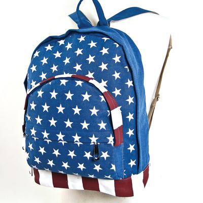 Patriotic American Flag Printed Canvas Cotton Backpack