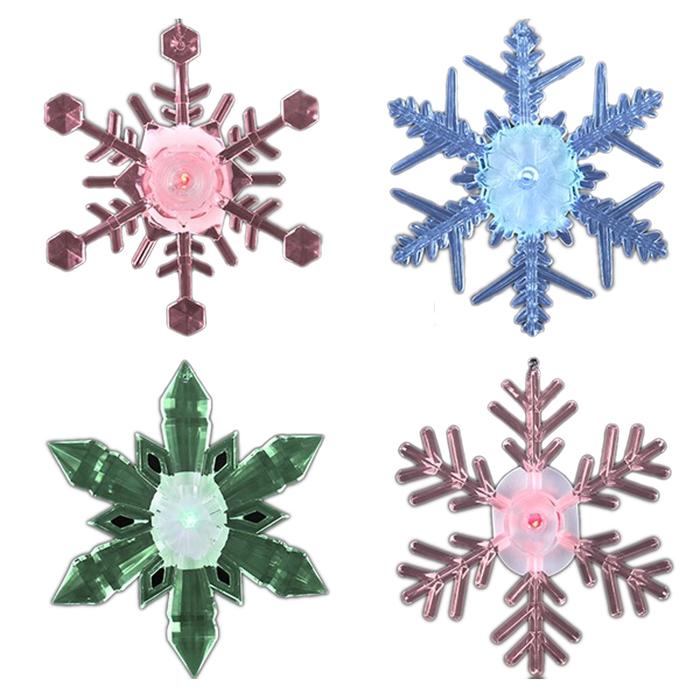 Snowflake LED Slow Changing Christmas Ornament Pack of 4