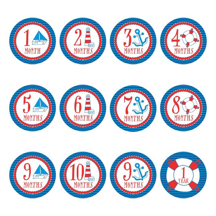 Baby Monthly Stickers - Nautical
