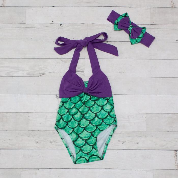 Purple & Green Mermaid One Piece Swimsuit