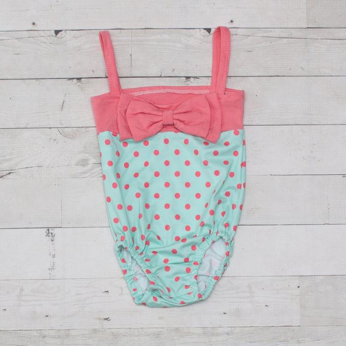 Aqua & Blush Polka Dot One Piece Swimsuit