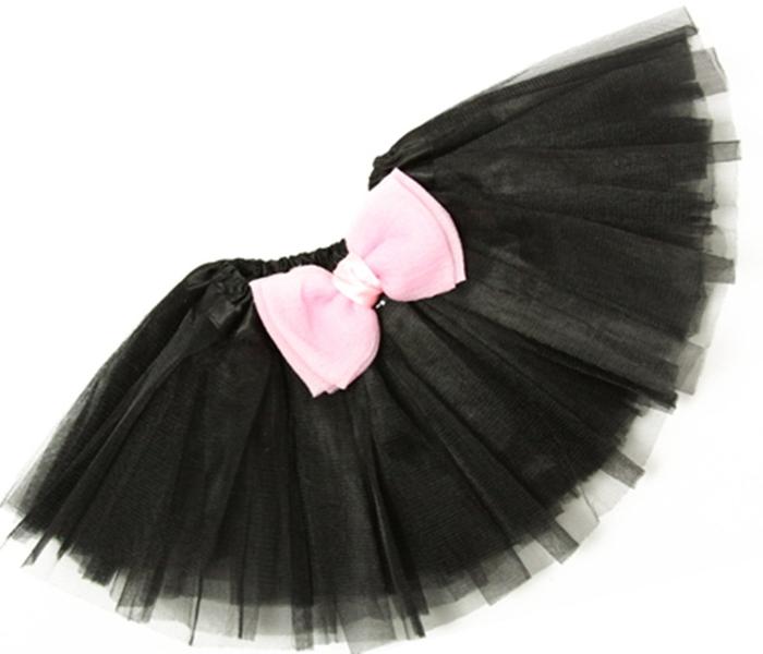 Black Tutu Embellished With A Pink Bow