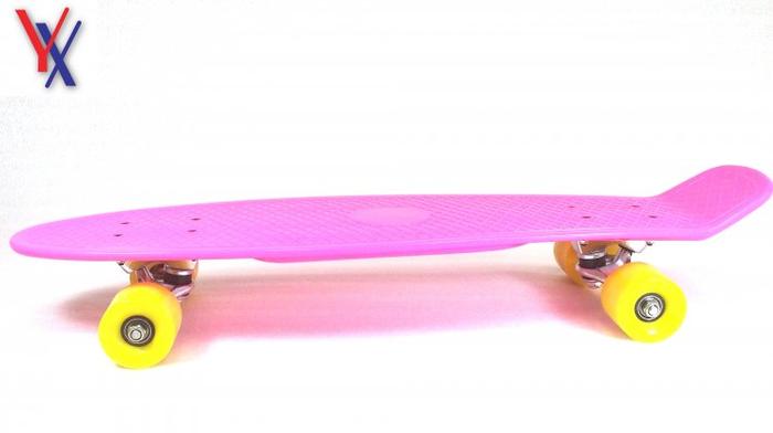 Yixin 27" Plastic Penny Style Mini Cruiser board Pink/Yellow