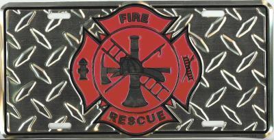 Fireman Logo Diamond 6x12 License Plate