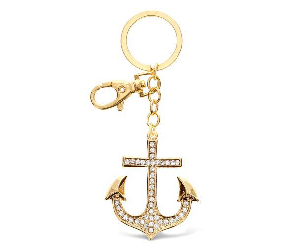 Anchor Keychain – Gold Sparkling Charms