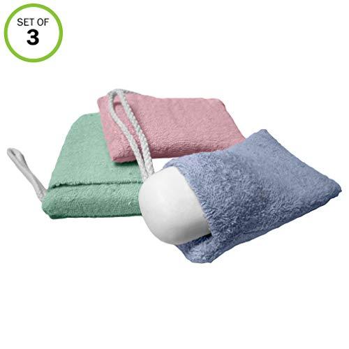 Evelots Soap Saver/Holder-Pocket-Soft Microfiber-Grab Dirt Easily-On Rope-Set/3