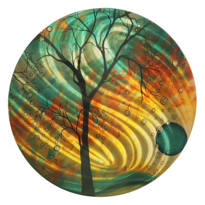 Aqua Burn Round Wall Art