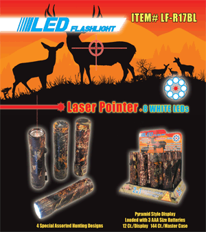 Hunting Style 8 LEDs Flashlight w/ Laser pointer