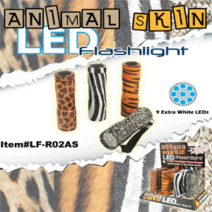 9 LEDs Flashlight with Animal Skin Coated