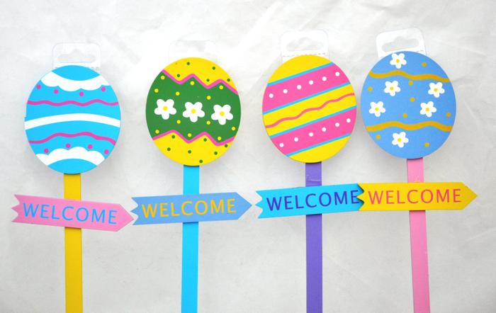 16" Wooden Yard Signs - Easter Eggs