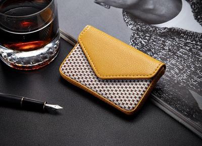 Stainless Steel Leather Business Card Holder Case