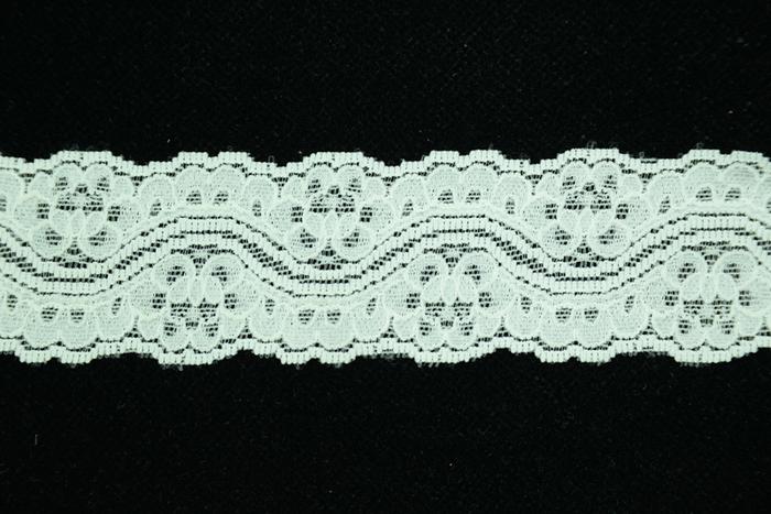 1.625 inch Elastic Flat Lace, Ivory (3.3 lbs) MADE IN USA