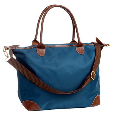 SHOPPING TOTE W/ DETACHABLE WOVEN STRAP - NAVY BLUE -BG-03-1244