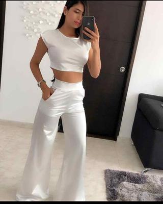 2 PCS SET CROP TOP AND PANTS WIDE LEG