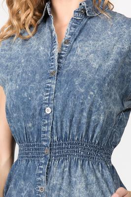 Long Acid Wash Denim Dress