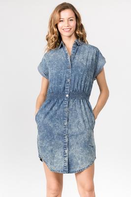 Long Acid Wash Denim Dress