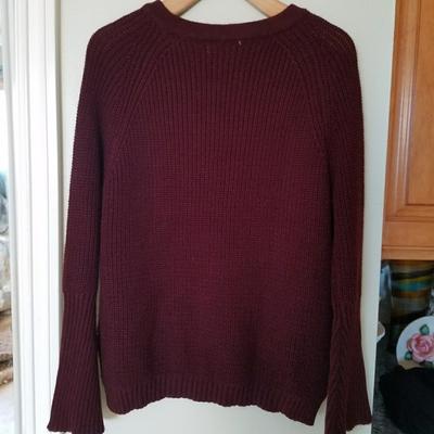 MIRACLE maroon lace-up sweaternMiracle