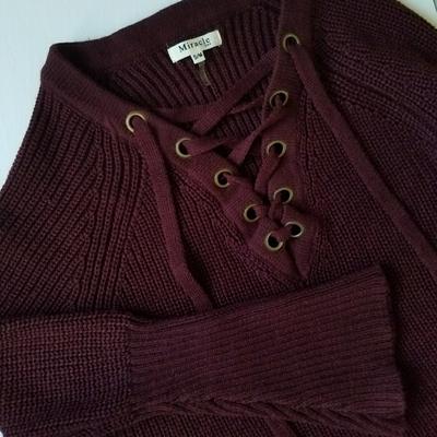 MIRACLE maroon lace-up sweaternMiracle
