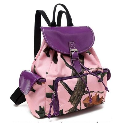 Purple Leaves and Trees Pink Camo Ladies Backpack - PML5 5252